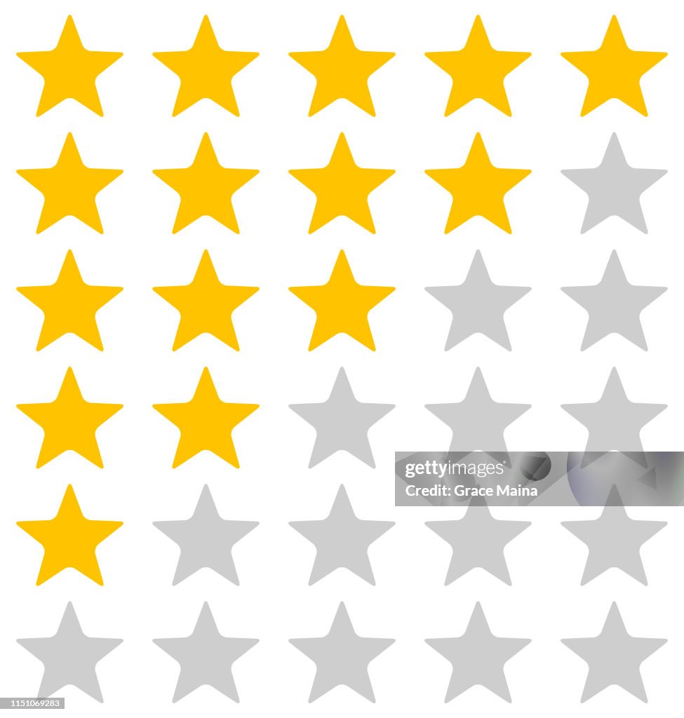 Ilustración de estrellas de calificación sobre fondo blanco