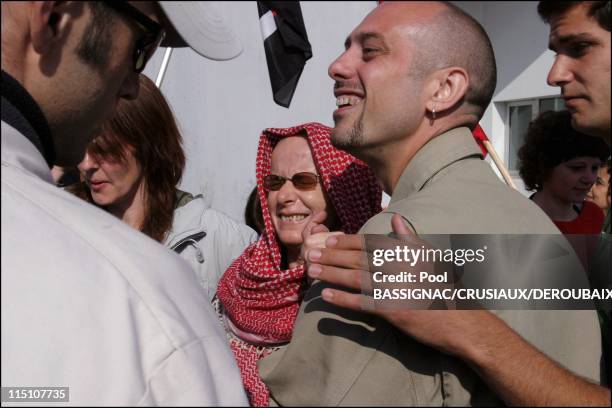 Former member of French terrorist group "Action Directe" Joelle Aubron released from Bapaume prison in Bapaume, France on June 16, 2004 - Pictured...