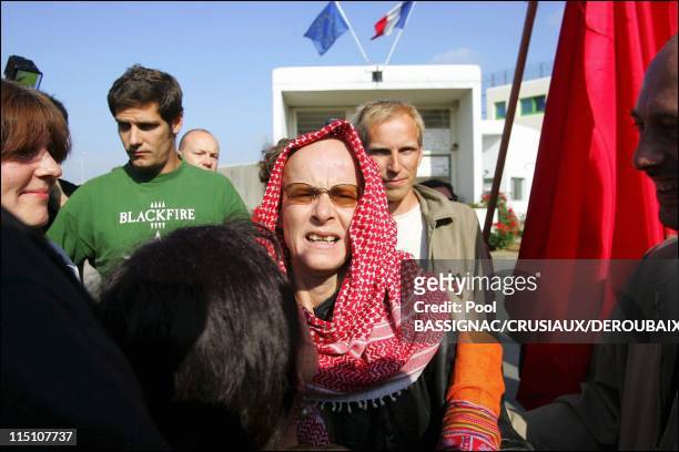 Former member of French terrorist group "Action Directe" Joelle Aubron released from Bapaume prison in Bapaume, France on June 16, 2004 - Bassigna...