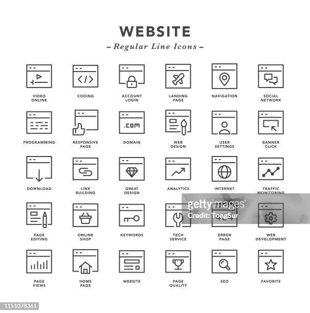 website-regelmäßige zeilenzeichen-icons - homepage stock-grafiken, -clipart, -cartoons und -symbole