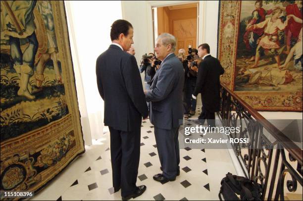 Dominique Perben hands office to Pascal Clement, new French minister of Justice in Paris, France on June 03, 2005.