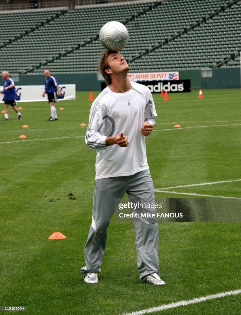 David Beckham Launches Soccer Academy In Los Angeles, United States On June 02, 2005.