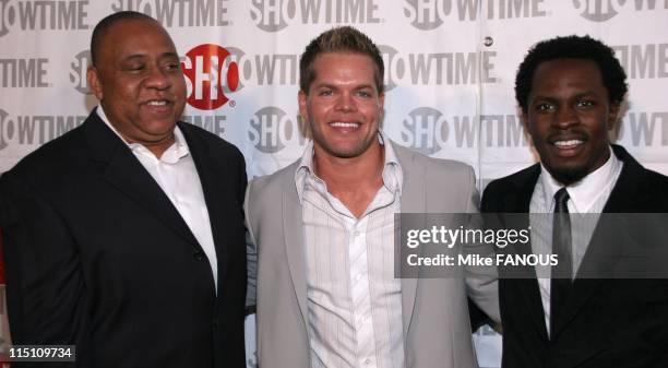 Showtime Presents Premiere of 'Weed' and 'Barbershop' in Los Angeles, United States on July 26, 2005 - Barry Shabaka Henley, Wes Chatham and Gbenga...