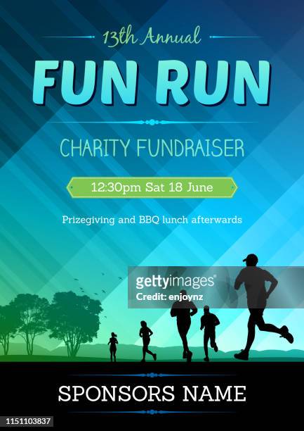 fun run poster - marathon vector stock illustrations