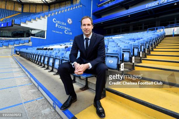 Chelsea's newly signed Technical and Performance Advisor Petr Cech poses for a photo at Stamford Bridge on June 20, 2019 in London, England.