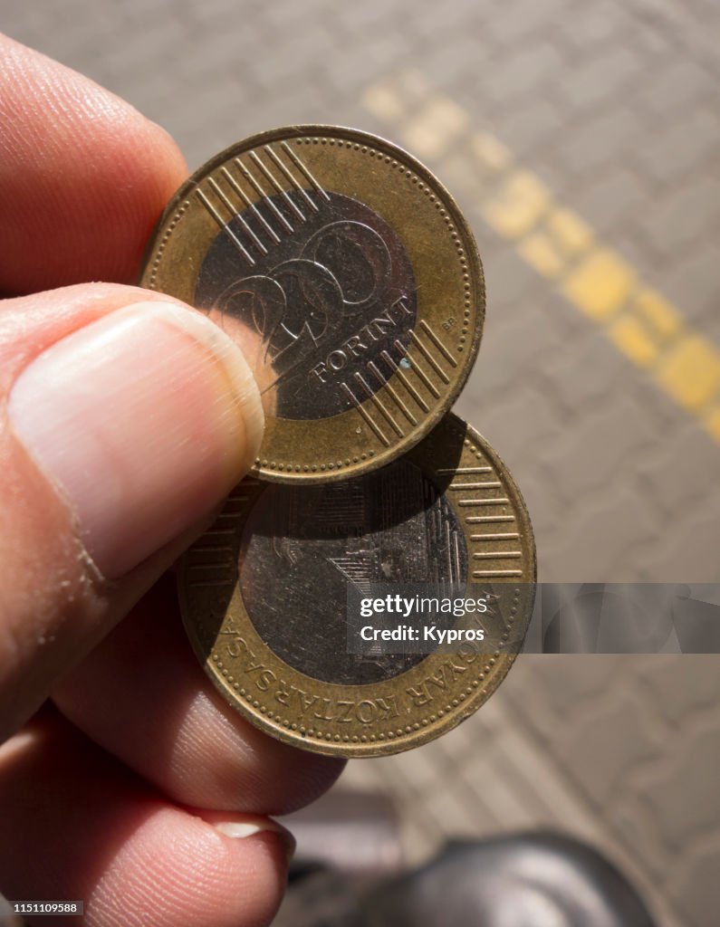 Man Holding Hungarian Forint Coins - Budapest, Hungary