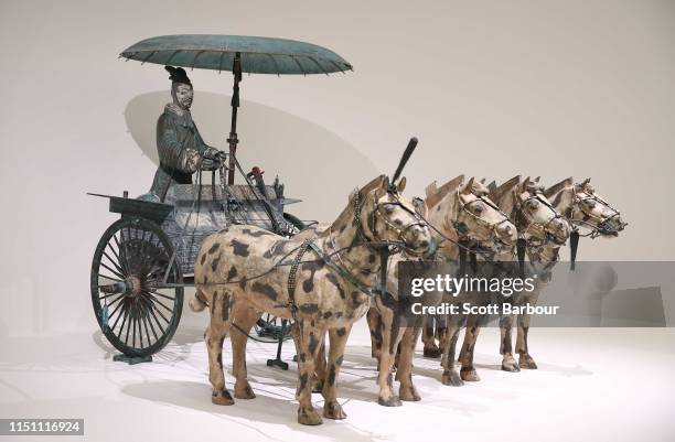 Chariot on display during a media preview for Melbourne Winter Masterpieces exhibition Terracotta Warriors: Guardians of Immortality | Cai Guo-Qiang:...