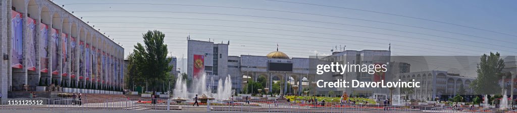 Panorama view of Ala-Too Square in Bishkek, Kyrgyzstan