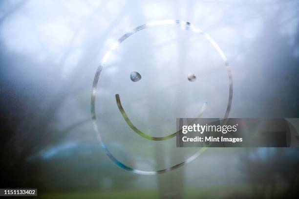 smiley face on window, seattle, washington - condensation drawing stock pictures, royalty-free photos & images