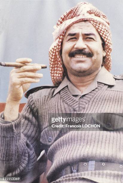 Iraq-Iran war, recovery of the Kermand mount in Iraq on July 31, 1983 - Saddam Hussein with a cigar.