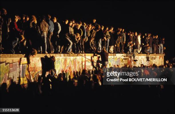 Opening of the border between East and West Germany in Berlin, on November 09, 1989.