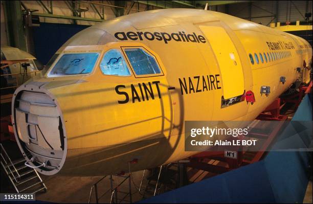 The first part of Airbus A340 in Saint Nazaire, France on November 21, 1990.