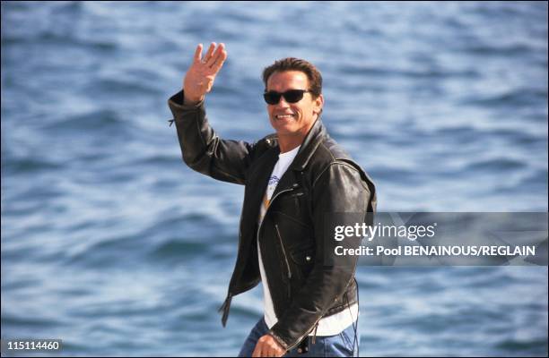 Arnold Schwarzenegger at Cannes Film Festival in Cannes, France on May 12, 1991.