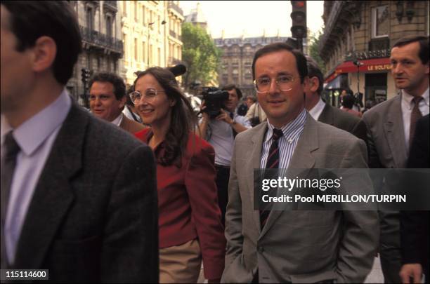 10th anniversary for presidency of Mitterrand in Paris, France on May 21, 1991 - Segolene Royal, Francois Hollande.