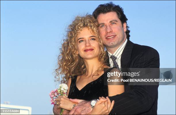 Travolta and Kelly Preston at Deaville film festival in Deauville, France on September 08, 1991.