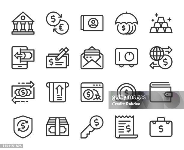 banking and accounting - line icons - safety deposit box stock illustrations