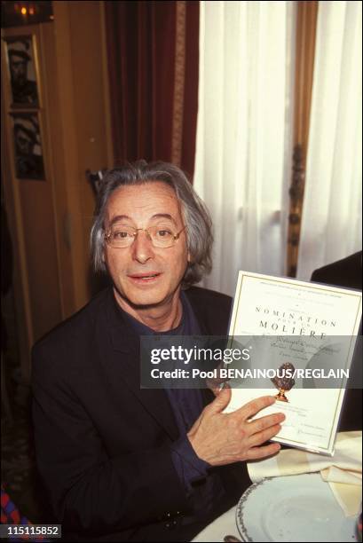 Nominations for the "Moliere" in Paris, France on March 28, 1994 - Alex Metayer runs in the "Best comedy" category with his "Opera Comique" stand-up...