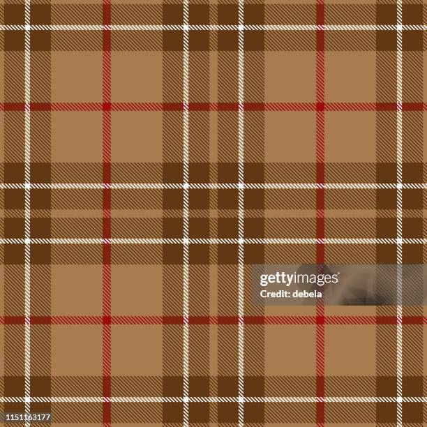beige and red scottish tartan plaid textile pattern - brown stock illustrations