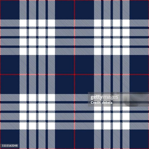 blue and white scottish tartan plaid textile pattern - cage vector stock illustrations