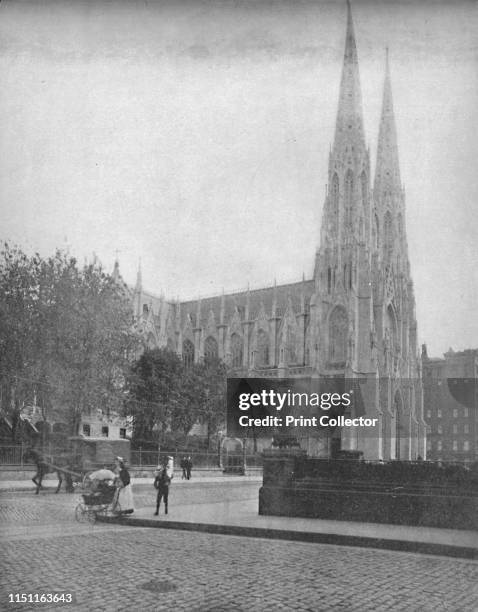 St. Patrick's Cathedral, New York City', circa 1897. Neo-Gothic Roman Catholic cathedral church and landmark on 5th Avenue in New York City, designed...