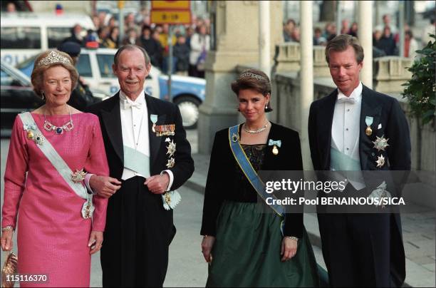 50th anniversary of king Carl Gustav of Sweden in Stockholm, Sweden on April 30, 1996 - Josephine Charlotte, Jean, Maria Teresa and Henri of...