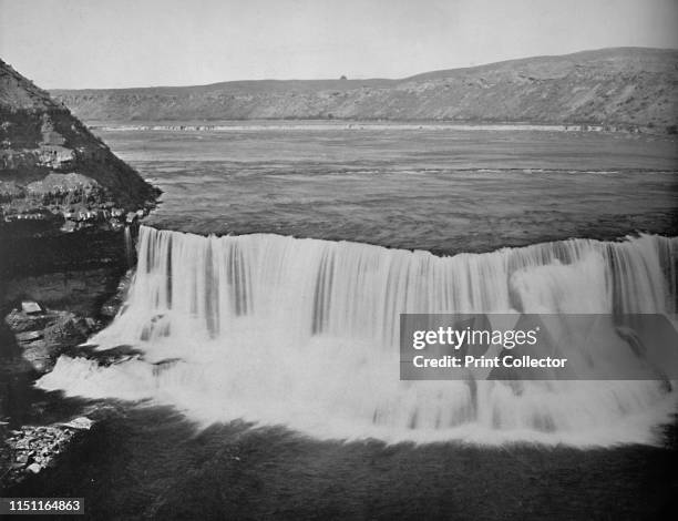 Missouri River, below Great Falls, Montana', circa 1897. Named by William Clark of the Lewis and Clark Expedition in 1805, most water is now diverted...