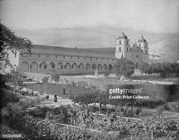 Santa Barbara Mission, California', circa 1897. A Spanish mission founded by the Franciscan order, founded by Padre Fermin Lasuen in 1786 for the...