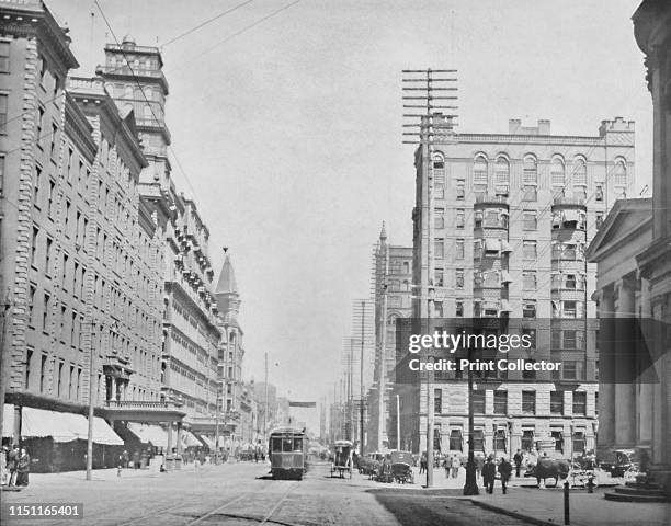 Main Street, Rochester, New York', circa 1897. Rochester was one of America's first boomtowns, inhabited by the Seneca tribe of Native Americans...