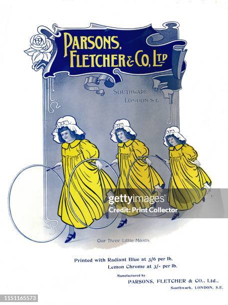 Our Three Little Maids - Parsons, Fletcher & Co. Ltd advertisement', 1909. From "The British Printer Vol. XXII". [Raithby, Lawrence & Co., Ltd,...