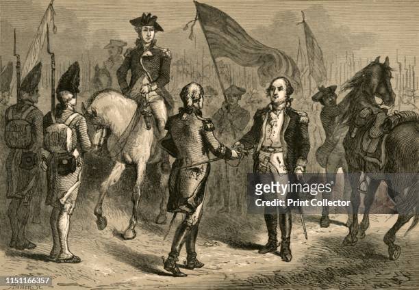 General Lincoln Receiving Cornwallis's Sword from General O'Hara', . General Charles O'Hara surrenders the sword of Lieutenant-General Charles...