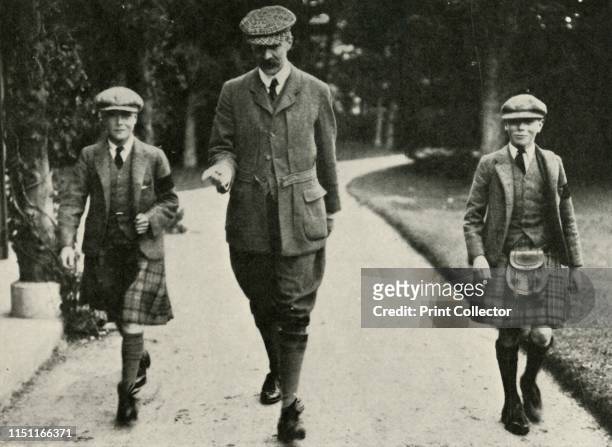 His Majesty King George VI and the Ex-King Edward VIII with Mr. Hansel Their Tutor, at Balmoral, 1911', 1937. His Royal Highness Prince Albert...