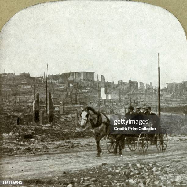 View of Nobb Hill. The millionaire residence district', 1906. A major earthquake struck San Francisco, California, USA, on 18 April 1906. As well as...