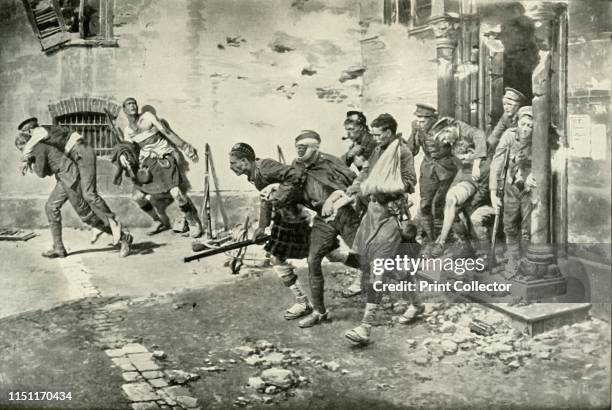 An Incident in the Retreat from Mons', . Scene from the First World War: in August 1914 the British Expeditionary Force were attacked by the Germans...