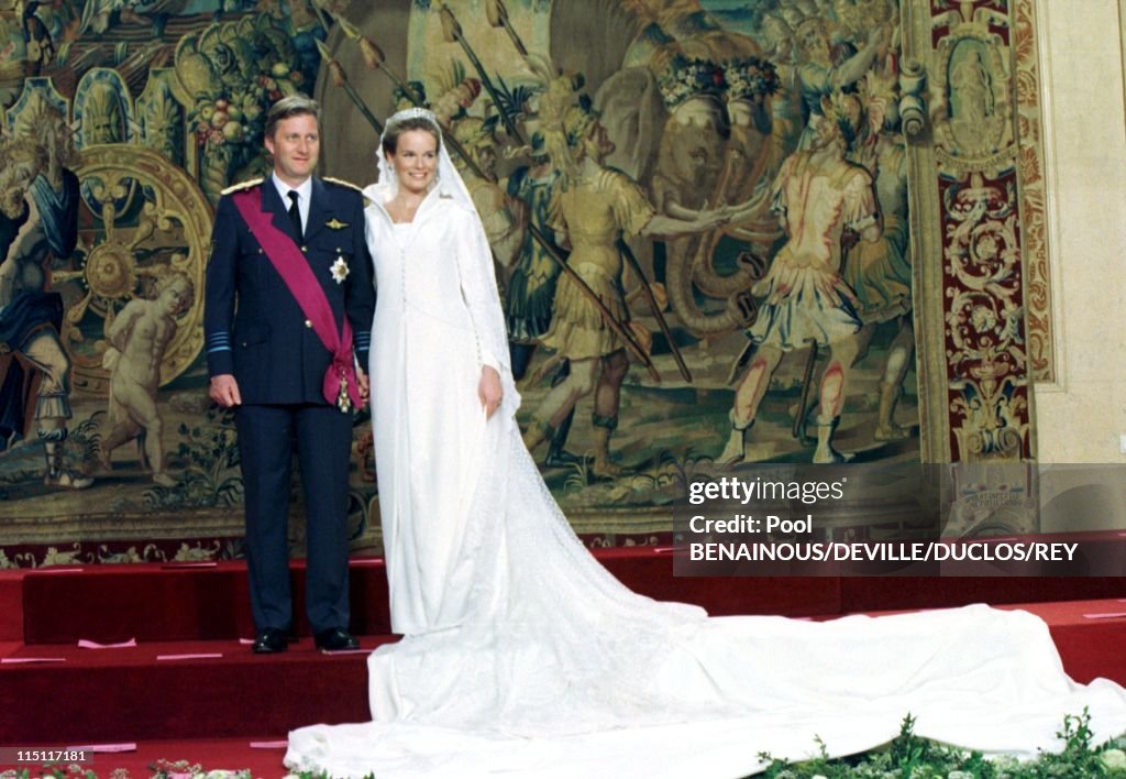 Prince Philippe Of Belgium And Mathilde D'Udekem Wedding In Brussels, Belgium On December 13, 1999.