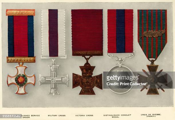 War Decorations', . Four British medals and one French medal, awarded during the First World War, 1914-1919: Distinguished Service Order, Military...