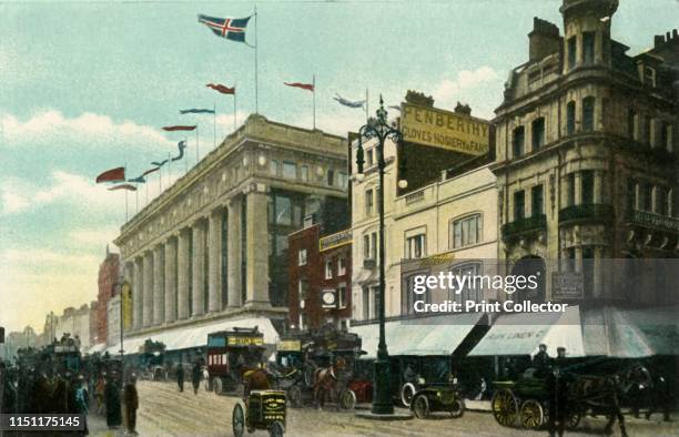 Oxford Street', circa 1910s. View of Selfridges department store on London's famous shopping street. The building was opened in 1909. From "The Album...