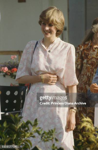 Lady Diana Spencer attends the Cartier International polo match on Smith's Lawn, Windsor, days before her wedding to Prince Charles, July 1981.