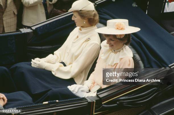 Lady Diana Spencer and Princess Alexandra of Kent attend the races at Ascot, England, June 1981. This is Diana's first Ascot meeting with the royal...