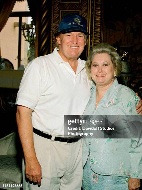 Portrait of American siblings, real estate developer Donald Trump smiles and banker Elizabeth Trump Grau, as they pose together during a brunch at...