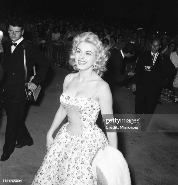 Venice Film Festival, Friday 31st August 1956; pictured is Italian actress Sandra Milo arrives at the Casino, applauded by fans and a member of the...