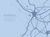 Model of neural system. Scientific vector background for projects on technology, medicine, chemistry, science and education.