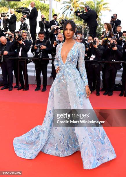 Jasmine Tookes attends the screening of "The Traitor" during the 72nd annual Cannes Film Festival on May 23, 2019 in Cannes, France.