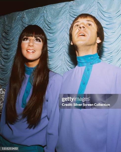 American vocal duo Sonny & Cher, aka husband and wife Sonny Bono and Cher, circa 1965.
