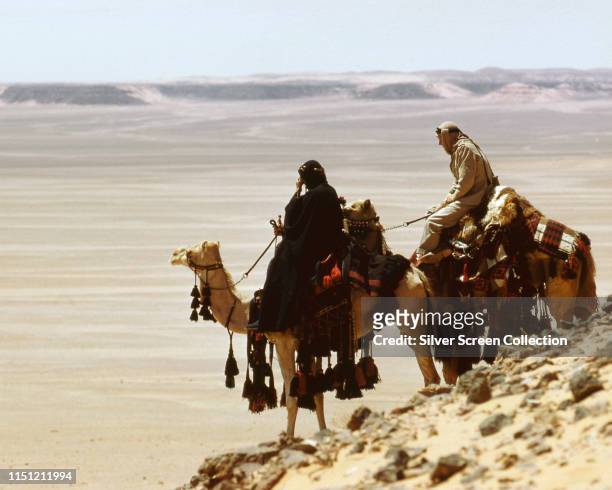 Peter O'Toole as T.E. Lawrence and Omar Sharif as Sherif Ali in the biopic film 'Lawrence of Arabia', 1962.