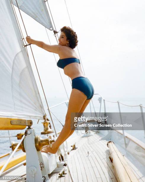 Argentine-American actress Linda Cristal on a yacht, circa 1965.