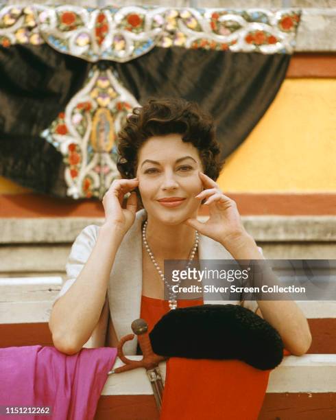 American actress Ava Gardner on the set of the film 'The Sun Also Rises', based on the novel by Ernest Hemingway, 1957. She plays Lady Brett Ashley...