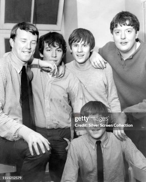 English rock band The Animals, circa 1965. From left to right, they are drummer John Steel, singer Eric Burdon, guitarist Hilton Valentine and bass...