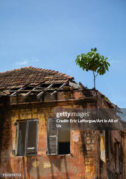 Old french colonial building in the UNESCO world heritage area, Sud-Comoé, Grand-Bassam, Ivory Coast on May 11, 2019 in Grand-bassam, Ivory Coast.