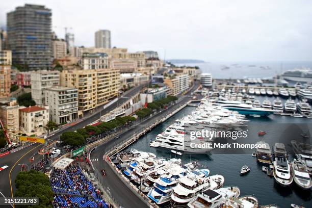 Max Verstappen of the Netherlands driving the Aston Martin Red Bull Racing RB15 on track during practice for the F1 Grand Prix of Monaco at Circuit...