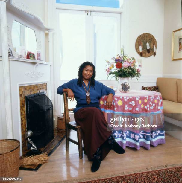 Portrait of American poet and author Alice Walker in her home, San Francisco, California, 1989.